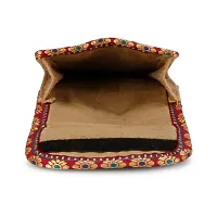 ZERATIO Bags Women's Jute Eco-Friendly Warli Printed Mobile Pouch Handbag (Golden)-thumb4