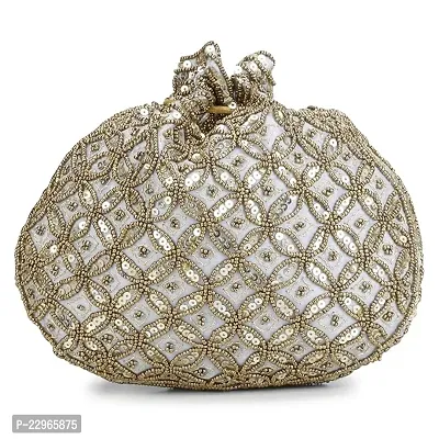 Stylish Grey Silk Embellished Clutches For Women-thumb0