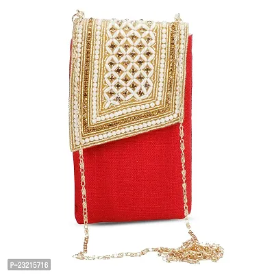 ZERATIO Bags Presents Handicraft Ladies Traditional Mobile Phone Pouch Sling Wallet Saree Waist Clip Hook Gift for Women (Color 3)
