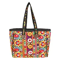 ZERATIO BAGS Rajasthani Art Tote Jaipuri Hand Bag And Shoping Bag (Multi Red)-thumb2