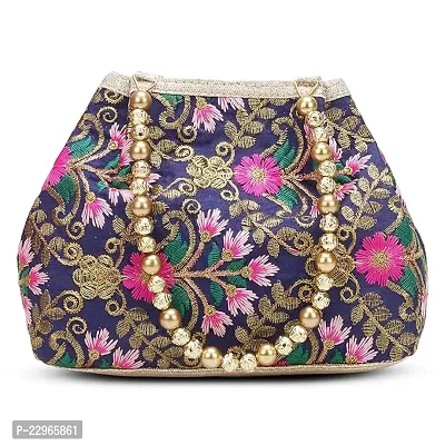 Stylish Blue Silk Embellished Clutches For Women