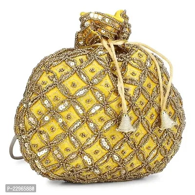 Stylish Yellow Silk Embellished Clutches For Women-thumb0