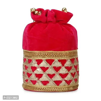 Shanvi handicraft Fantastic Velvet Potli Batwa Pouch Bag with Stone  Beads Work For Women-thumb3