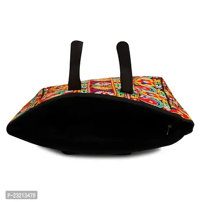 ZERATIO BAGS Rajasthani Art Tote Jaipuri Hand Bag And Shoping Bag (Multi Black)-thumb5