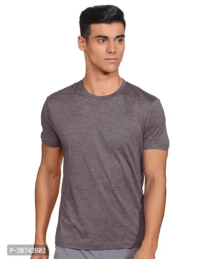 Classic Polyester Round Neck Solid T Shirt For Men-thumb0