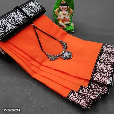 Stylish Orange Art Silk Printed Saree With Blouse Piece For Women-thumb0