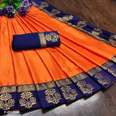 Stylish Sana Silk Orange Jacquard Saree With Blouse Piece For Women