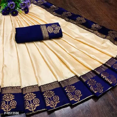 Stylish Sana Silk Beige Jacquard Saree With Blouse Piece For Women