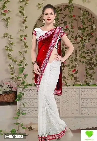 Embellished Velvet Saree with Blouse piece