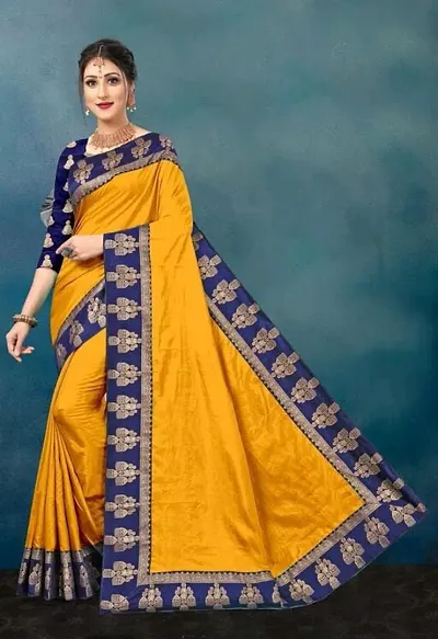 Sana Silk Jacquard Border Sarees With Blouse Piece