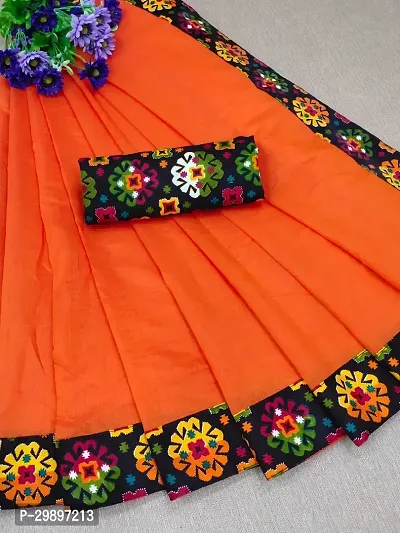 Stylish Orange Art Silk Printed Saree With Blouse Piece For Women