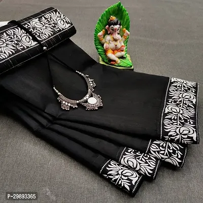 Stylish Black Art Silk Printed Saree With Blouse Piece For Women