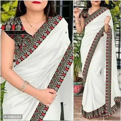 Stylish Cream Art Silk Printed Saree With Blouse Piece For Women-thumb0