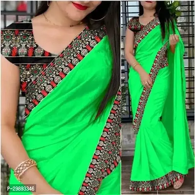 Stylish Green Art Silk Printed Saree With Blouse Piece For Women-thumb0