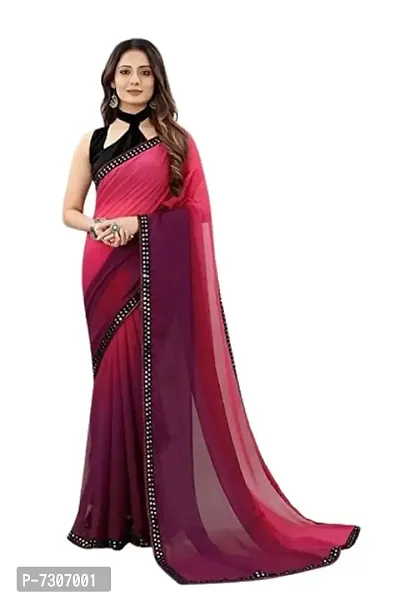 Beautiful Georgette Satin Lace Saree With Blouse Piece For Women