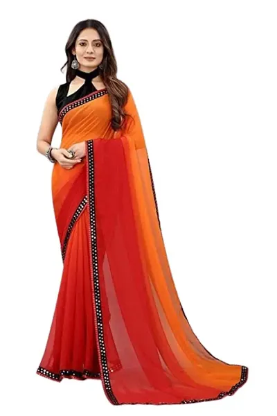 Georgette Embellished Lace border Sarees with Blouse piece