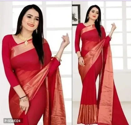 Classic Chiffon Solid Saree with Blouse piece-thumb0