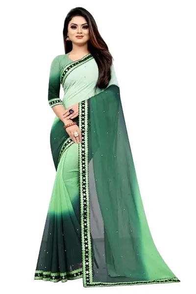 Multicoloured  Embellished Chiffon Sarees with Blouse Piece
