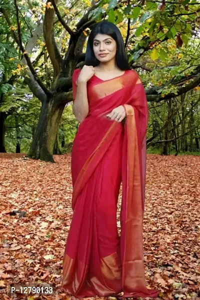 Zari Chiffon Saree with Blouse piece-thumb2