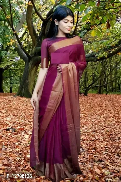 Zari Chiffon Saree with Blouse piece-thumb3