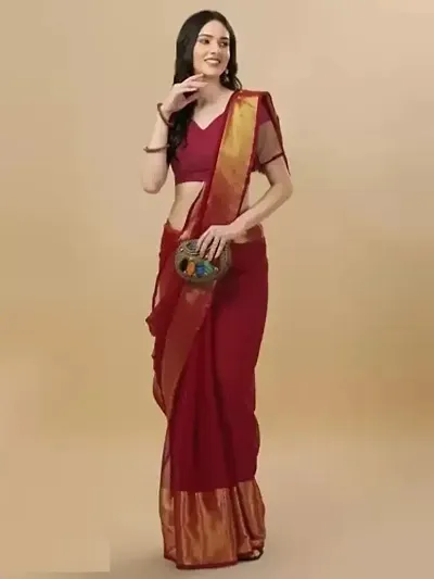 New In Chiffon Saree with Blouse piece