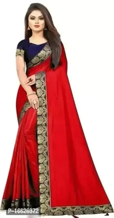 Lace Border Art Silk Saree with Blouse piece-thumb0