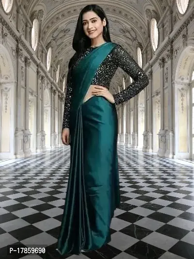 Solid Satin Saree with Blouse piece