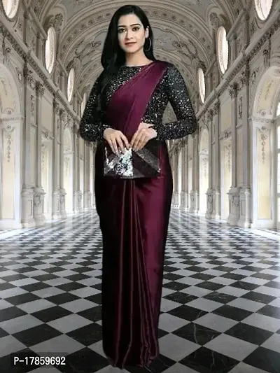 Solid Satin Saree with Blouse piece