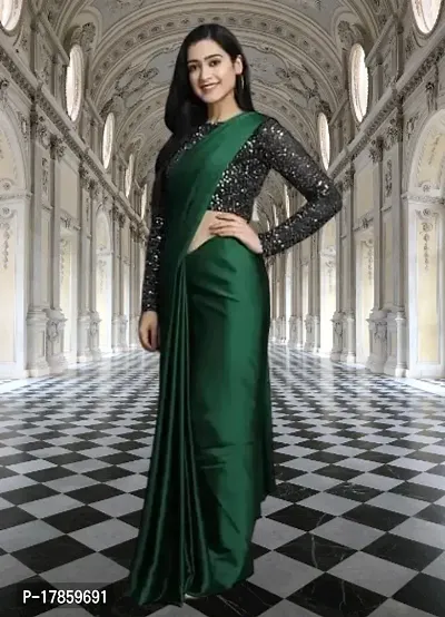 Solid Satin Saree with Blouse piece