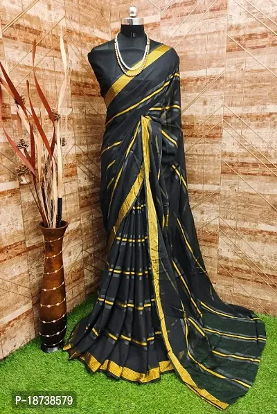 Striped Georgette Saree with Blouse piece-thumb0