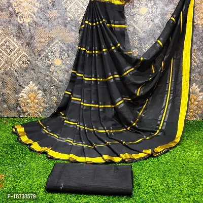 Striped Georgette Saree with Blouse piece-thumb3