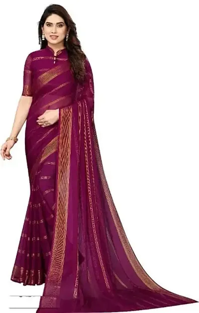 Chiffon Striped Sarees with Blouse Piece
