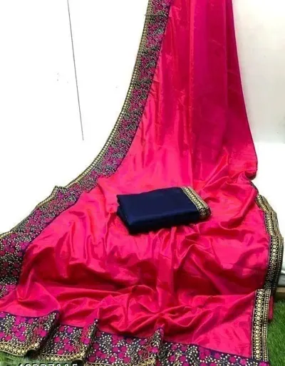 Topselling Sana Silk Embroidered Lace Border Sarees With Blouse Piece