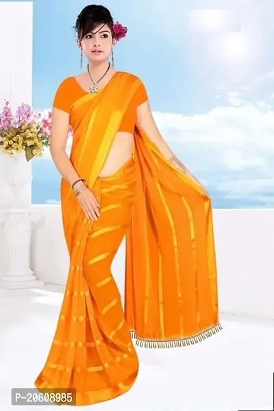 Striped Poly Georgette Saree with Blouse piece