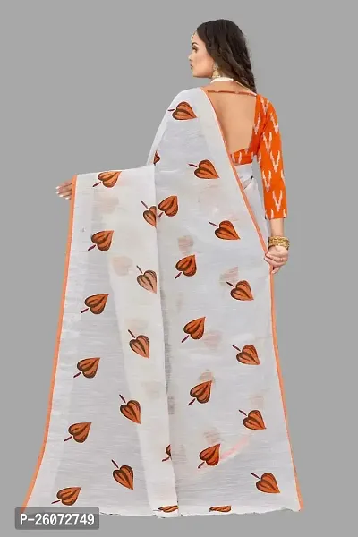 Classic Linen Saree with Blouse piece For Women-thumb3