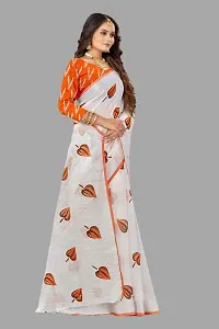 Classic Linen Saree with Blouse piece For Women-thumb3