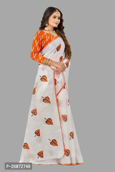 Classic Linen Saree with Blouse piece For Women-thumb4