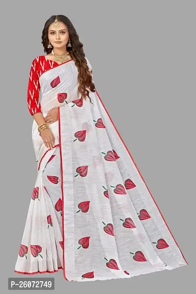 Classic Linen Saree with Blouse piece For Women-thumb2