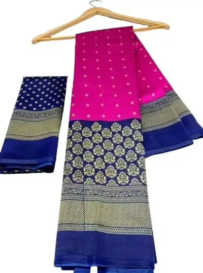 Elegant Blend Saree with Blouse piece For Women