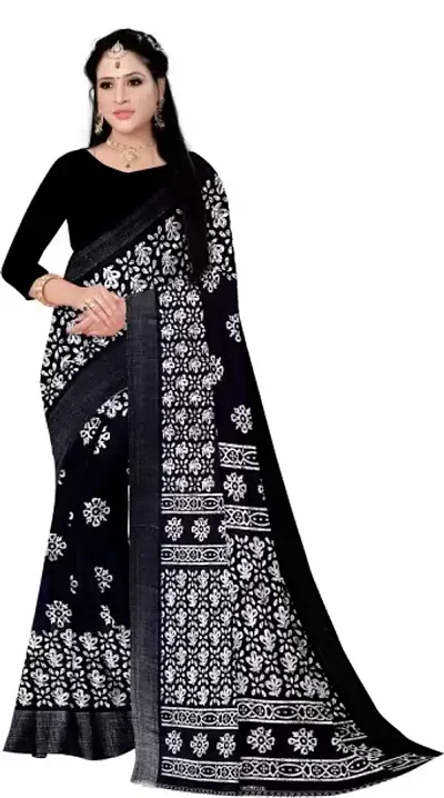 Attractive Cotton Blend Saree with Blouse piece