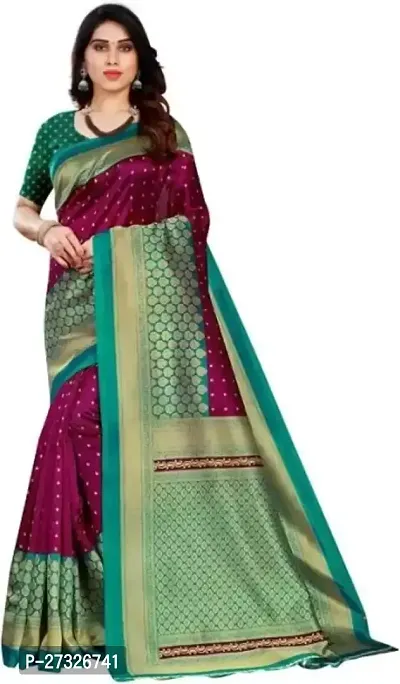 Elegant Purple Cotton Blend Saree with Blouse piece For Women