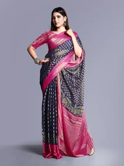 Stylish Women Chiffon Saree with Blouse Piece