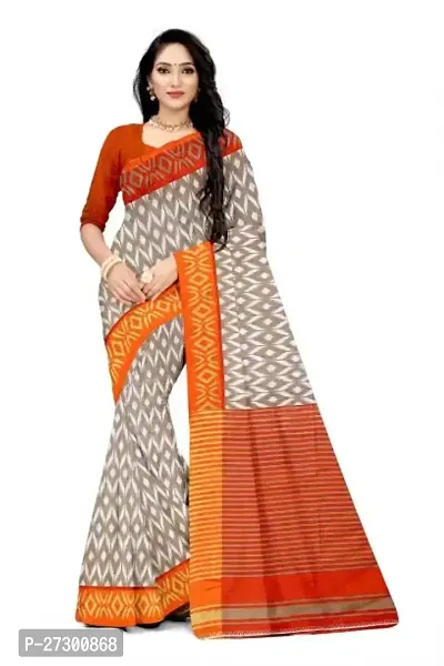 Elegant Multicoloured Cotton Blend Saree with Blouse piece For Women