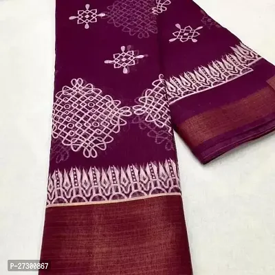 Elegant Purple Cotton Blend Saree with Blouse piece For Women