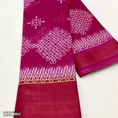 Elegant Pink Cotton Blend Saree with Blouse piece For Women