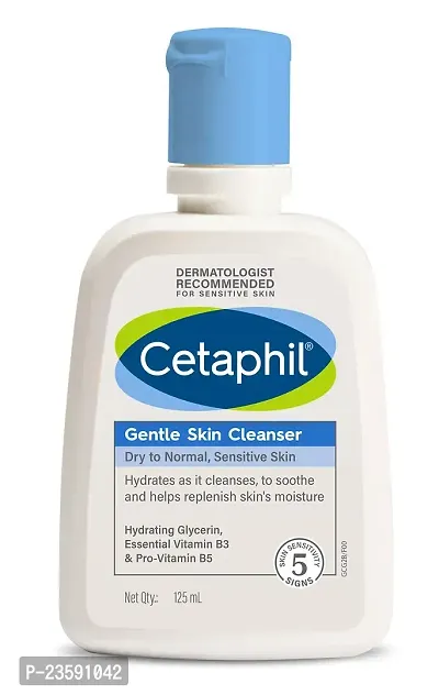 Gentle Cetaphil Face Wash Gentle Skin Cleanser for Dry to Normal, Sensitive Skin, 125 ml Hydrating Face Wash with Niacinamide, Vitamin B5