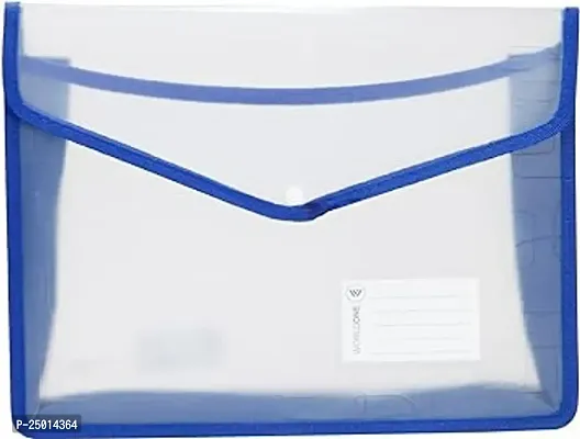 Premium Quality Flexi Document Button Folder Bag With Name Card (Transparent Blue, A3) Pack Of 1-thumb0