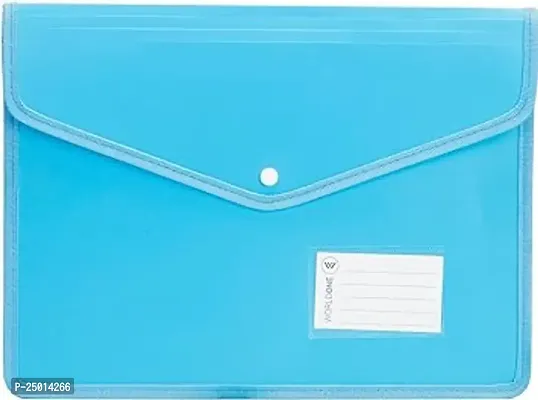 Premium Quality Flexi Document Button Folder Bag With Name Card (Radiant Blue, A4) Pack Of 1-thumb0