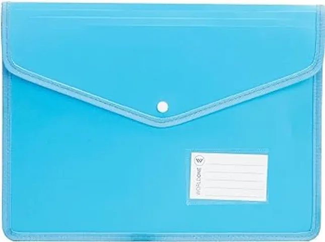 Premium Quality Flexi Document Button Folder Bag With Name Card (Radiant Blue, A4) Pack Of 1