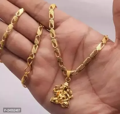 Beautiful Golden Chain With Pendant For Men-thumb0
